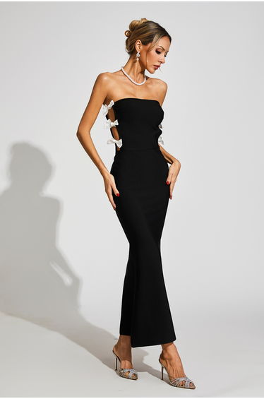 Barton Black Bow Tie Bandage Dress
