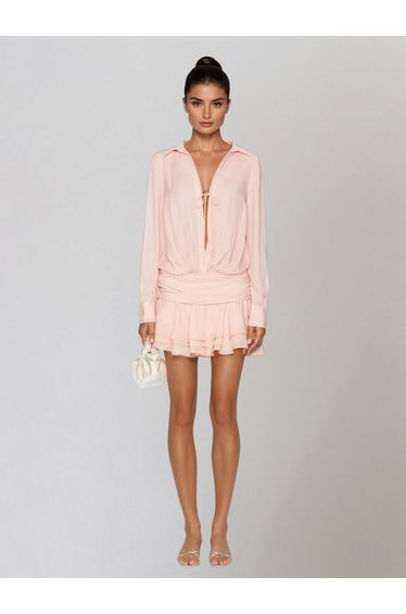 Vynexra Long Sleeve Ruffle Mini Dress