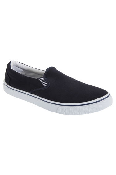 Dek Mens Gusset Casual Canvas Yachting Shoes - Navy Blue