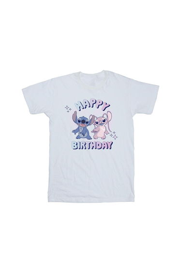 Lilo & Stitch Boys Cotton Happy Birthday T-Shirt - White