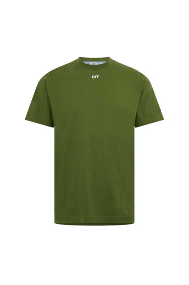 Off White Mens Lettering Cotton Regular T-Shirt - Green/White