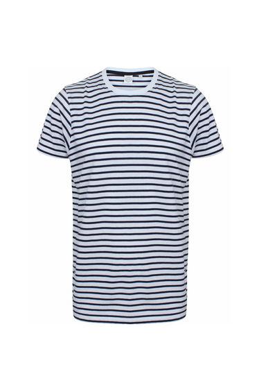 Skinni Fit Unisex Striped Short Sleeve T-Shirt - White/Oxford Navy
