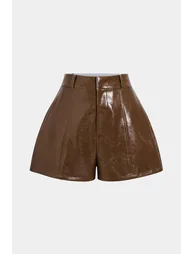 Faux Leather High Waist Shorts - 1