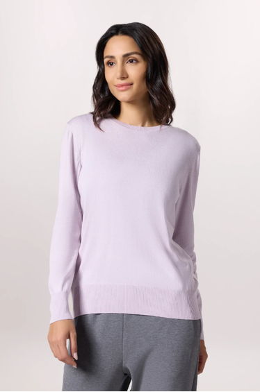 Crewneck Knit Sweater - SEASONAL LILAC