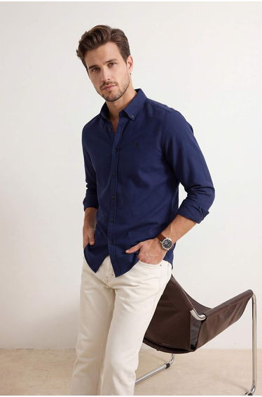 Navy Blue Regular Men's Shirt