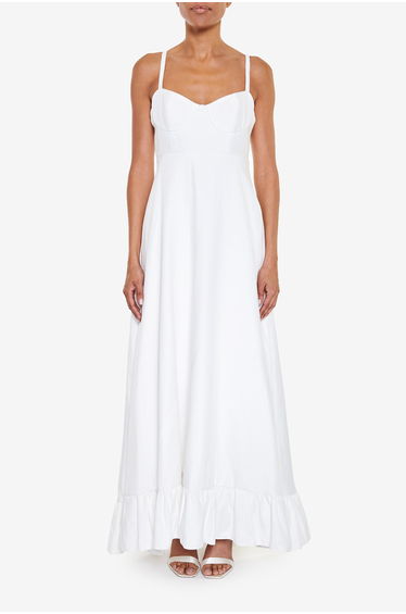 Violette White Frill Hem Maxi-Dress