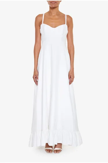 Violette White Frill Hem Maxi-Dress