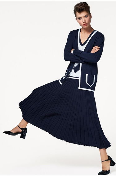 Merino Wool Pleated Maxi Skirt