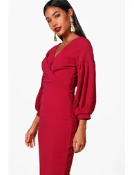 Willow Off the Shoulder Wrap Midi Dress - BLACK - 3