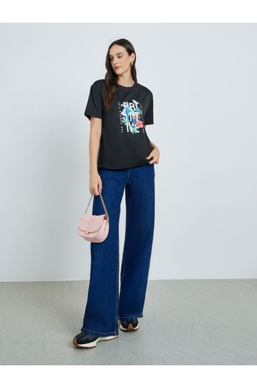 women's graphic print short sleeve round neck T-shirt