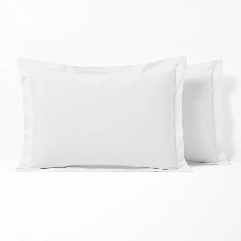 SCENARIO Plain Polycotton Pillowcase with Embroidered Hem - 2