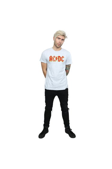 AC/DC Mens Distressed Logo T-Shirt - Sports Grey