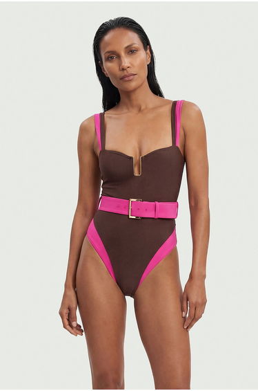 Contrast Trim High Cut Swimsuit