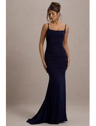 Club L London Blue Ruched Mermaid Evening Dress - 5