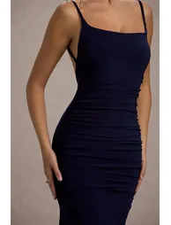 Club L London Blue Ruched Mermaid Evening Dress - 4