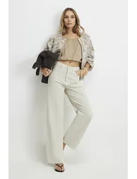 Cream Straight Leg Cropped Jeans