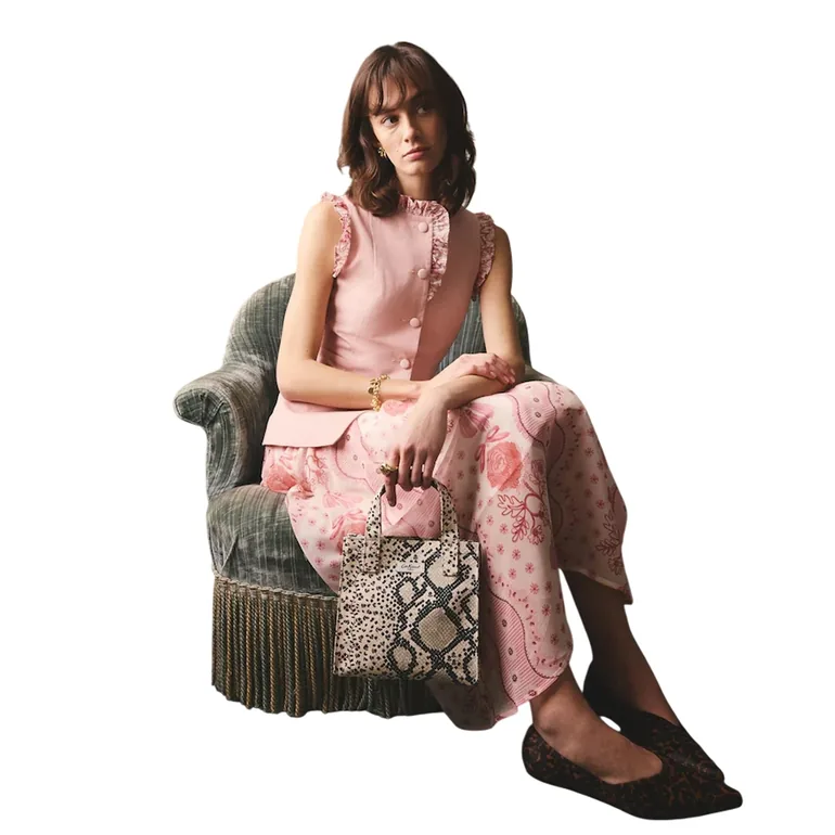 Cath Kidston Snake Print Cotton Jute Book Bag - Beige/Black - 3