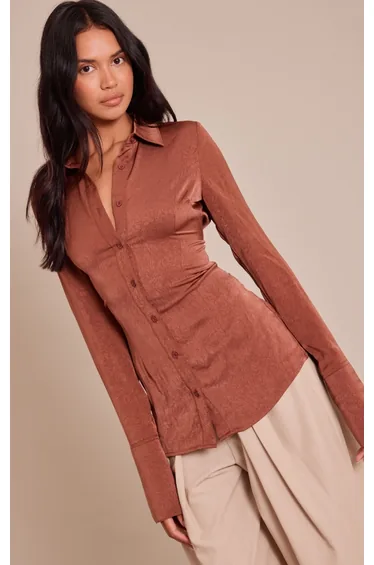 Chocolate Textured Fitted Shirt