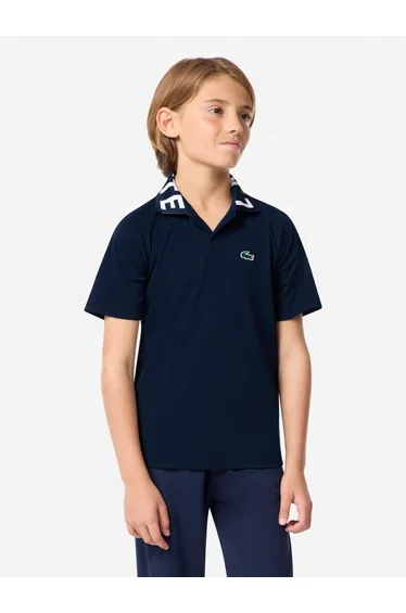 Lacoste Boys Sport Jacquard Polo Shirt in Navy