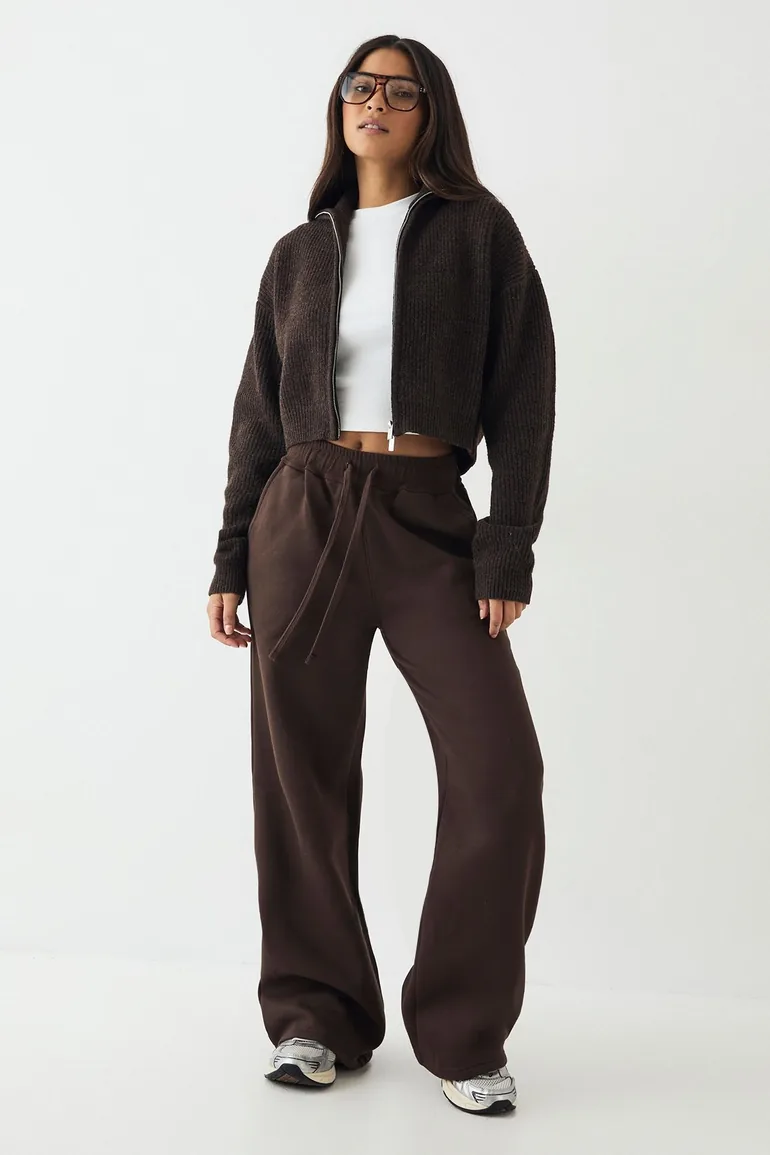 DSGN Studio Double Zip Through Knitted Jumper - espresso