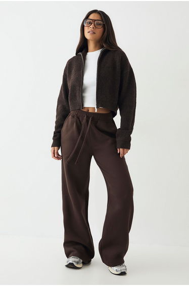 DSGN Studio Double Zip Through Knitted Jumper - espresso