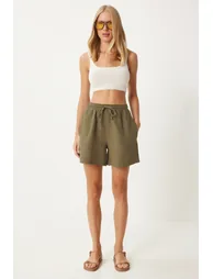 ISTANBUL High Waist Wide Leg Cotton Shorts