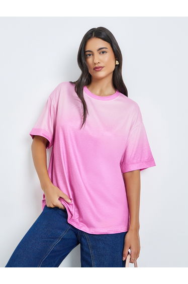 Pink Gradient Look Oversized T-Shirt