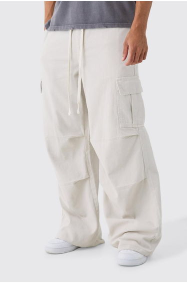 Extreme Baggy Fit Cargo Trousers In Ecru - ecru