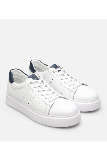 Men's leather white walking sneakers