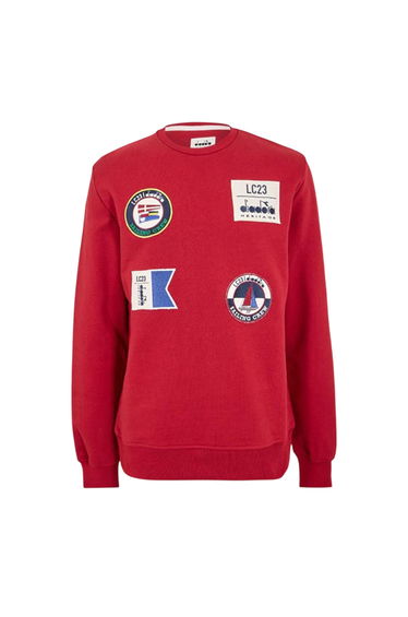 Diadora Mens Sailing Patch Regular Long-Sleeved Sweatshirt - Red