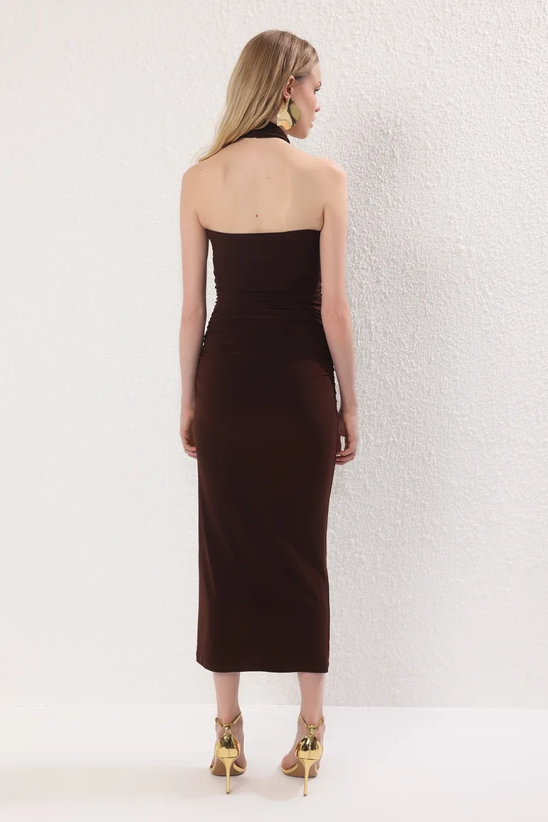midaxi graduation dress Brown Body-Sit Accessory Detailed Woven Midaxi Evening Dress Night Graduation  Dress Trendyol Brown : Evening Dresses : VogaCloset Bahrain