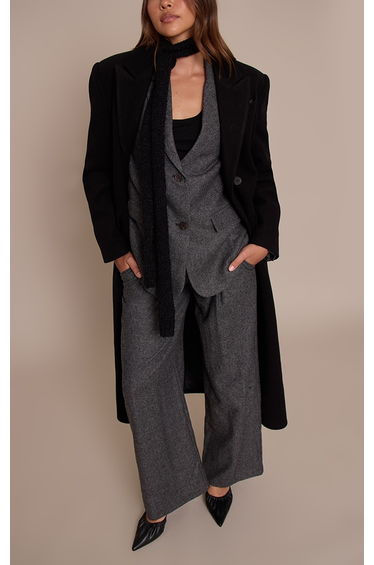 Charcoal Dogtooth Brushed Tailored Trousers