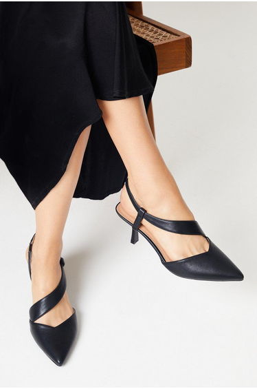 Evelyn Asymmetric Slingback Kitten Heel Court Shoes