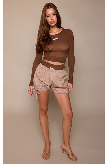 Mushroom Woven Tie Detail Shorts