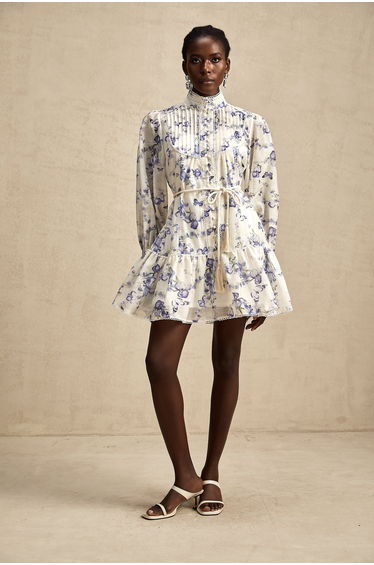 Blandine floral-print flared chiffon mini dress