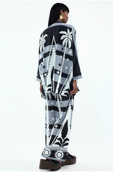 MSN Geometric Knit Shirt And Wide-Leg Pants Set product thumbnail 3