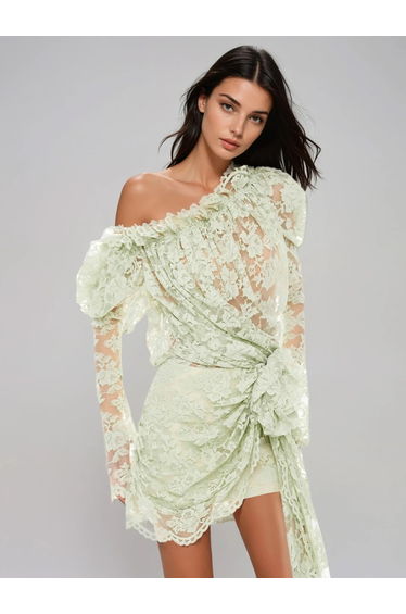 Chabela Lace Flower Mini Dress