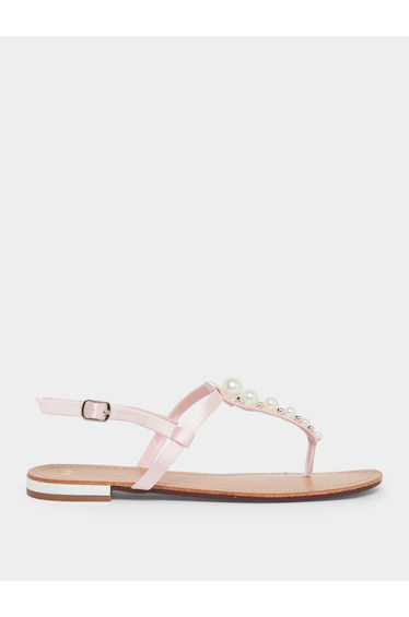 Pearl Embellished Flat Sandals