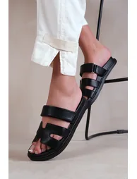 ADAGIO STRAPPY SANDALS IN BLACK FAUX LEATHER - 2