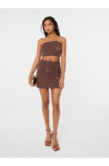Sequin Embroidered Mini Skirt