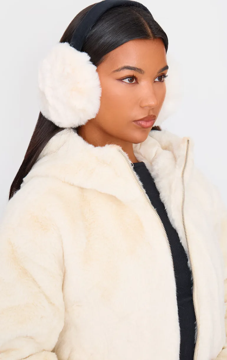 Cream Oversized Fluffy Ear Muffs