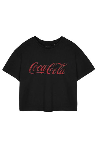 Coca-Cola Womens/Ladies Short-Sleeved Crop T-Shirt - Black