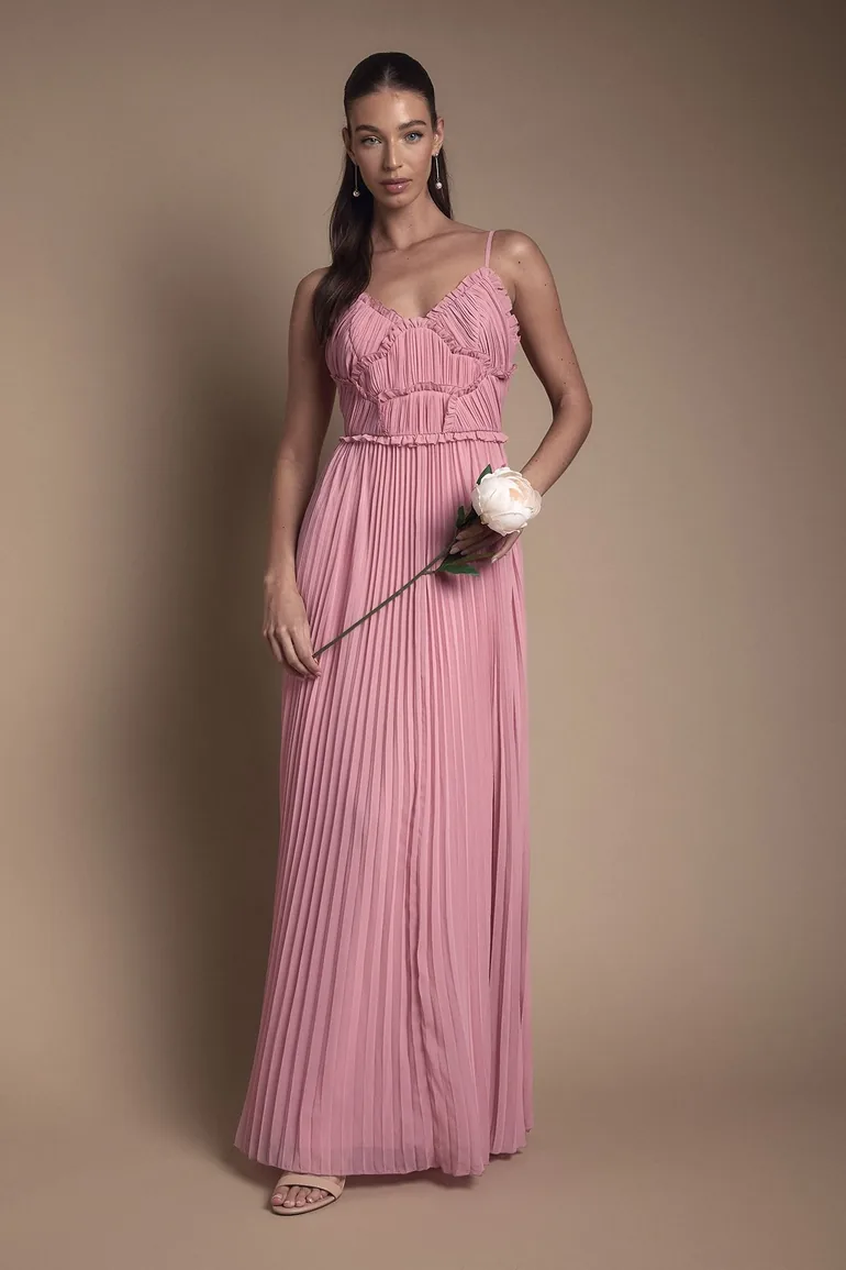 oasis pink pleated dress Oasis Women's Floral Pleated Wrap Midi Dress in Pink | Size: 2
