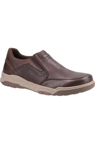 Hush Puppies Mens Fletcher Leather Shoes - Coffee