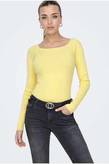 ONLANJELICA LS CROP DEEP BOATNECK KNT