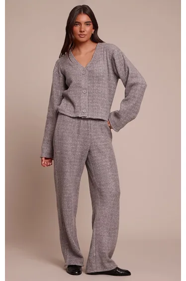 Charcoal Grey Soft Brushed Chunky Rib Trouser