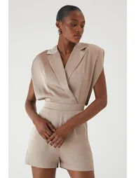 Premium Satin Padded Shoulder Playsuit - 3