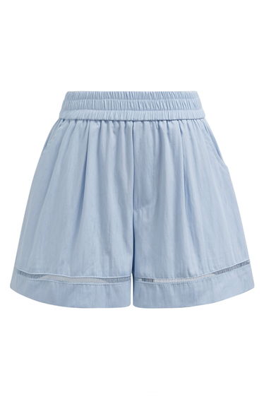 Ladder-Lace Hem Elasticated Waistband Shorts in Sky Blue