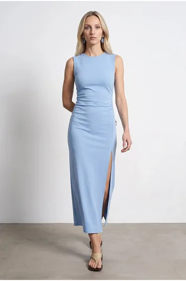 DILVIN Fitted Sleeveless Midi Dress With Slit
