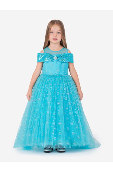 Girls Elsa Snow Kingdom Princess Costume in Blue